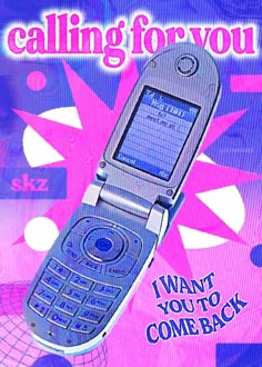 Y2K flip-phone poster with oversaturated digicam palette